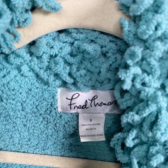 Fred Thomas Plush Cardigan Sweater Blue, Small - Picture 8 of 8